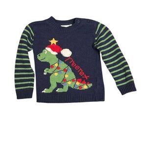 JoJo Maman Bebe Navy and Green Dinosaur Sweater